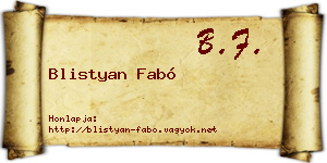 Blistyan Fabó névjegykártya